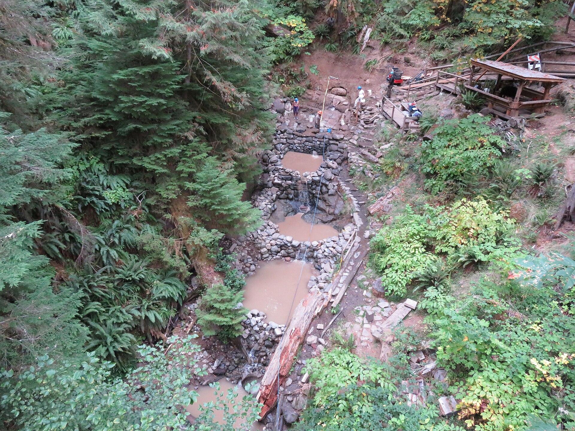 Terwilliger Hot Springs pools in the Willamette National Forest